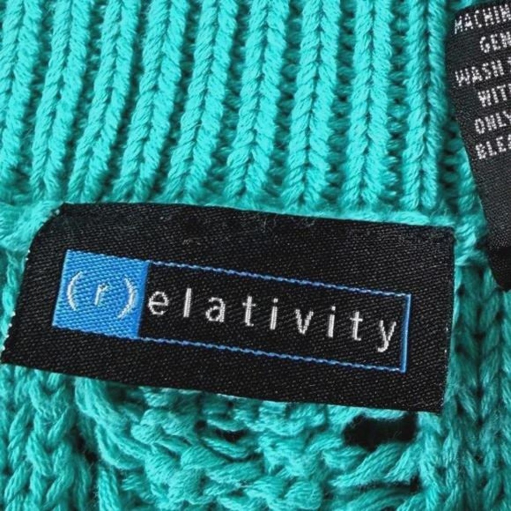 Relativity Teal Crochet Knit Cardigan Open Front Boho Tie Sweater Cottagecore - Picture 4 of 8